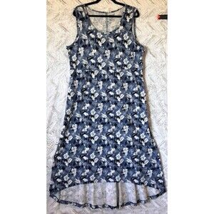 Duluth Trading Co Blue Floral High Low Dress